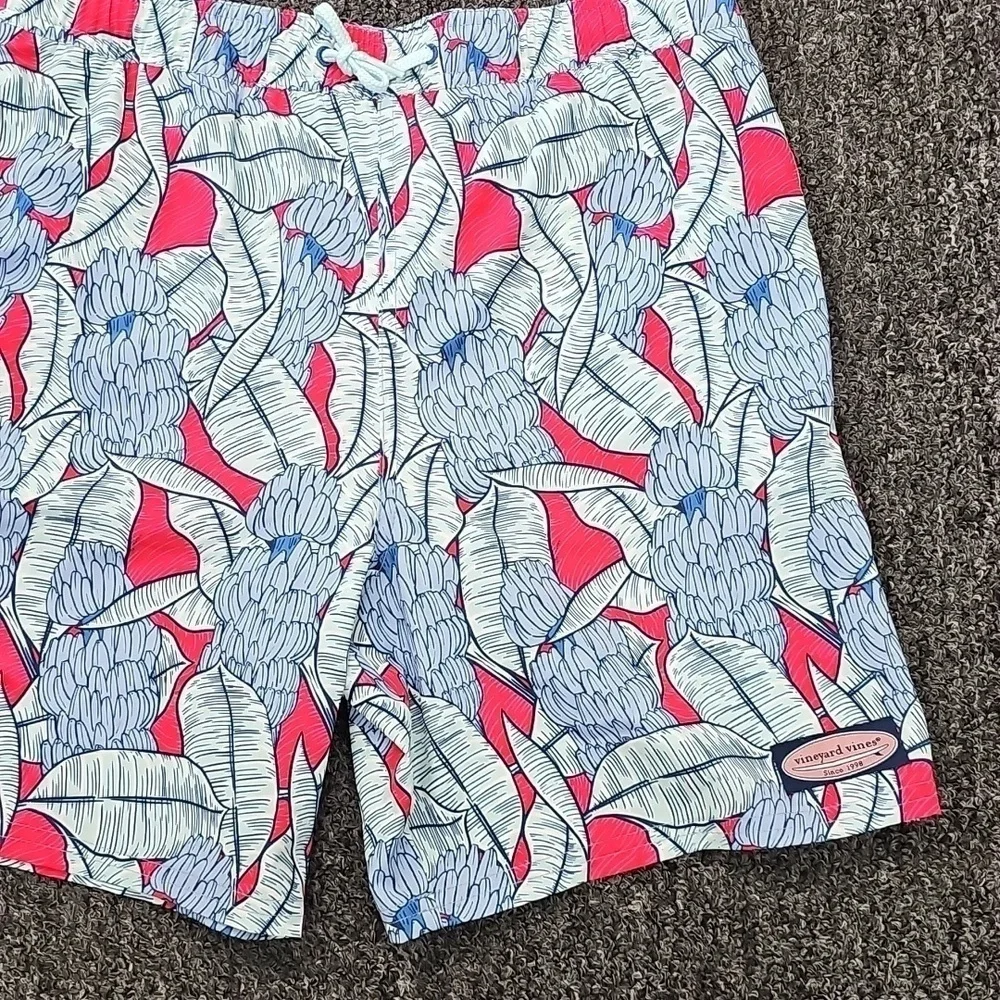Vineyard Vines Boys Chappy Swim Trunks Large Banana Lighthouse Red